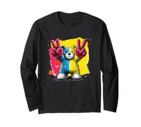 Orsacchiotto con Scritta Double Peace Graffiti Pop Graphic Art Sign Animal Maglia a Manica