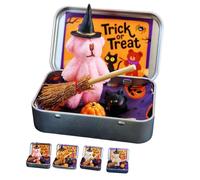 Orsacchiotto Di Halloween in Scatola Per “dolcetto O Scherzetto”, Grazioso Orsacchiotto Stregato Fatto A Mano in Scatola, Mini Orsacchiotto Di Peluche Con Cappello Da Mago, Zucca E Gatto (#c)