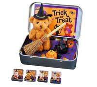 Orsacchiotto Di Halloween in Scatola Per “dolcetto O Scherzetto”, Grazioso Orsacchiotto Stregato Fatto A Mano in Scatola, Mini Orsacchiotto Di Peluche Con Cappello Da Mago, Zucca E Gatto (#a)