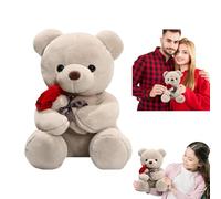 Orsacchiotto di peluche, orsacchiotto, 23 cm, con rosa, orsacchiotto di peluche, orsacchiotto rosa, giocattolo di peluche, per decorare la stanza, regali per fidanzate, bambini, compleanno, San