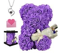 Orsacchiotto in rosa Decorazione regalo - Orso in rosa, regali per la festa della mamma, San Valentino, compleanni e anniversari, regalo di laurea - Le ragazze amano le rose dell'orso (Viola)