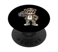 Orsacchiotto mimetico rapper anni '80 Old School Hip Hop PopSockets PopGrip Adesivo