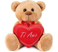Orsacchiotto Orso di Peluche con Scritta Ti Amo su Un Cuore di Peluche - 35 cm d