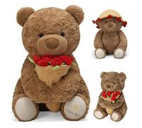 Orsacchiotto Peluche con Rosa, 30CM Orsacchiotto Peluche, Orso Di Peluche Per San Valentino, Teddy Bear Peluche, Orsacchiotto con Bouquet di Rose, Regalo per Compleanno, San Valentino, Natale (M2)