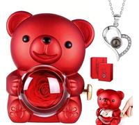 ️ Orsacchiotto Rosa Eterna Porta Gioielli Rotante Idea Regalo Romantica ️