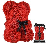 Orsacchiotto Rosa Regalo Fiori, Regali per Mamma, Sue Donne, Ragazze, Adolescenti, Madri di Compleanno, Anniversario, San Valentino - Orsi Rose con Scatola (Rosso)