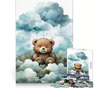 Orsacchiotto tra le nuvole, puzzle da 1000 pezzi per adolescenti, gioco per allenare la mente, momento di condivisione, taglio di precisione, pezzo da collezione 38x26cm