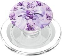 Orsacchiotto viola divertente con fiocco a forma di cuore dell'amore PopSockets PopGrip per MagSafe