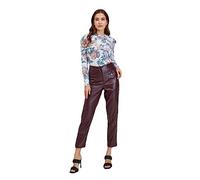 ORSAY Pantaloni da donna in similpelle color bordeaux, a forma corta, slim fit, da donna, alla moda, comode tendenze della moda, collezione versatile, business, casual, taglio moderno, borgogna,