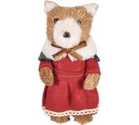 Orsetta 25 cm Addobbo Decorazione Natalizia Materiale Naturale Tessuto Rosso