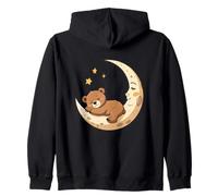 Orsetto Che Dorme sulla Luna Crescente Illustrazione Felpa con Cappuccio