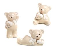 Orsetto con Cuore 12 Pezzi 3 Assortimenti 7.8 cm in Porcellana Bomboniera