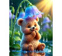 Orsetto con goccia d'acqua e fiore Puzzle 60 Pezzi 40x28 cm Puzzle Fai da te,Intrattenimento Creativo - Puzzle Per Adulti E Tutta La Famiglie