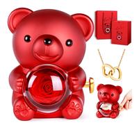 Orsetto Con Rosa E Collana- Orsetto Di Rose Stabilizzate, Orso Di Rosa Eterna Co