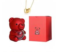 Orsetto con rosa eterna e cofanetto portagioie - regalo romantico con collana da donna - idea regalo per San Valentino, festa della mamma, compleanno e matrimonio