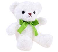 Orsetto di peluche bianco con fiocco verde 30 cm