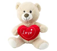 Orsetto di peluche con cuore, beige crema 30 cm