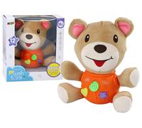 Orsetto di peluche interattivo - arancione, che suona e parla, 23 cm