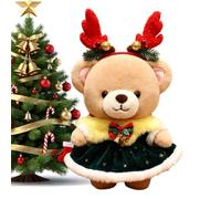 Orsetto di Peluche Morbido 35 cm con Abito e Corna di Cervo per Bambini | compagno e Nanna Sicuro, Adatto a Cameretta e Divano per Regalo Festivo