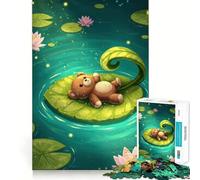 Orsetto di peluche su ninfea, puzzle da 1000 pezzi per adolescenti, giocattolo intelligente per momenti di condivisione, taglio liscio, lista dei desideri di Babbo Natale 38x52cm