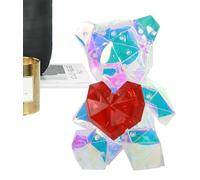 Orsetto Luminoso Effetto 3D con Luce a Scuotimento Piccolo e Multicolore con Cuore Rosso, Mini Orso luminoso a LED con Cuore e Scatola Regalo di San Valentino per Lei e Lui