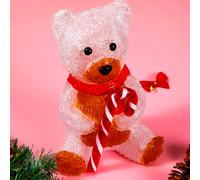 Orsetto Orso Seduto Forma Acrilica Natalizio Led Illuminazione Esterni Interni