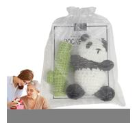 Orsetto panda all'uncinetto, peluche panda all'uncinetto,Simpatici peluche | Animale di realizzato a mano con biglietto di auguri e pacchetto in organza per il Ringra