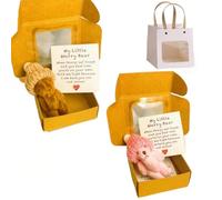 Orsetto preoccupante abbraccio in una scatola, orsetti tascabili con biglietto ispiratore, mini orso di peluche fatto a mano in scatola, supporto emotivo, regalo positivo per Natale, San Valentino e