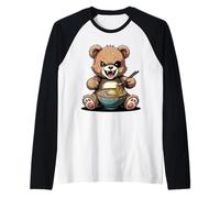 Orsetto raccapricciante gotico horror Kawaii Orso Ramen Halloween Maglia con Maniche Raglan