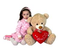 Orso con Cuore Love 65cm Grande Morbido Peluche Bianco Soft Big Plush XL