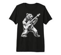 Orso a Dondolo con Chitarra Rock And Roll Vintage Rock Music Maglietta Premium