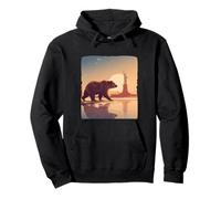 Orso al Tramonto con Statua della libertà e Look USA Felpa con Cappuccio