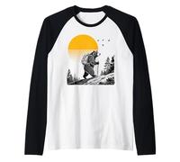 Orso Ambulante, Esterno, Tramonto, Natura, Foresta Maglia con Maniche Raglan