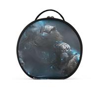 Orso Argento Maschera Blu Art Trucco Astuccio da Toilette Borse Rotondo Toeletta Scatola Cosmetica Borsa Creativo con Divisori Regolabili per Donna