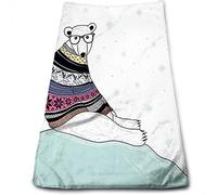 Orso Asciugamani ad asciugatura rapida,Orso polare con maglione seduto sul ghiaccio,Asciugamani in microfibra altamente assorbenti,Uso multiuso come hotel,bagno, a,spa,Multicolore - 27 x 16 pollic
