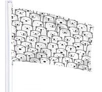 Orso Bandiera 4x6 FT Simpatico Animale Inverno Neve Cartone Animato Orso Polare Artico Bandiere per Esterni Grande Benvenuto Cortile Striscioni Casa Giardino Cortile Prato Decor Nero Bianco