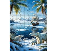 Orso barca a vela sul lago ghiacciato Puzzle 60 Pezzi 40x28 cm Puzzle Fai da te,Intrattenimento Creativo - Puzzle Per Adulti E Tutta La Famiglie