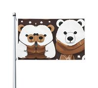 Orso bianco orso marrone all'aperto quattro stagioni bandiera doppia faccia festa bandiera con asola sfondo decorativo forniture per feste