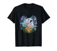 Orso Bianco tra campanule e Funghi Blu Maglietta