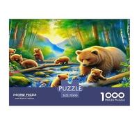 Orso bruno 100% cartone riciclato Orso e cuccioli di acqua in boschi colorati 1000 pezzi puzzle per adulti attività divertente per i giorni di pioggia 70x50 cm/1000 pezzi