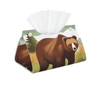 Orso bruno che cammina stampa Lunga Copertura della scatola del tessuto Scatola di tessuto in pelle tovagliolo rettangolare stoccaggio del tessuto facciale casa ufficio auto copertura scatola di