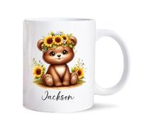 Orso Bruno Con Girasoli Tazze Da Tè Durevole Tazze Di Caffè Novità Tazza Colazione Regalo Carino Per Regali Di Compleanno Anniversario Colleghi 330 Ml