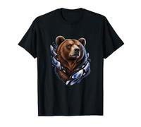 Orso Bruno con schegge di Porcellana Bianca Forest Art Maglietta