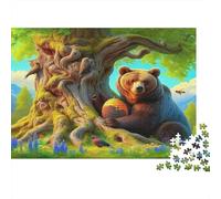 Orso Bruno Foresta Puzzle 1000 Pezzi Carta Adulto Stile Illustrazione Gioco di Puzzle 1000 Pezzi Relax Famiglia Decorazione Regalo 70x50cm/1000pcs