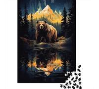 Orso Bruno Foresta Puzzle 1000 Pezzi Carta per Adulti Riflesso Montagna Gioco di Puzzle 1000 Pezzi Decorativo Relax 52x38cm/1000pcs
