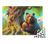 Orso Bruno Foresta Puzzle per Adulti Puzzle 1000 Pezzi Carta Gioco di Puzzle 1000 Pezzi Scena Albero Natura Relax Famiglia Arredo Regalo 38x26cm/1000pcs