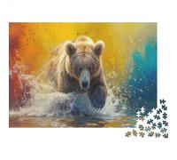 Orso bruno Puzzle Impossible 1000Pcs Splash Decorazione Per La Casa. Rilassamento E Intelligence Per Adulti E Ragazzi Da 14 Anni 1000pcs (75x50cm)
