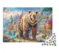 Orso Bruno Puzzle per Adulti e Ragazzi Orso Bruno nel Villaggio Gioco Educativo per Decorazione Murale e Regali 70x50cm/1000 pezzi