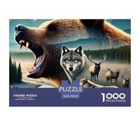 Orso Bruno Selvatico Puzzle 1000 Pezzi Puzzle per Adulti Lupo Animale della Foresta Rilassante Decorazione Regalo Famiglia Casa 70x50cm/1000pcs 70x50cm/1000pcs