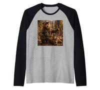 Orso Cacciatore Caccia Vita da Cacciatore Cervo Anatra Maglia con Maniche Raglan